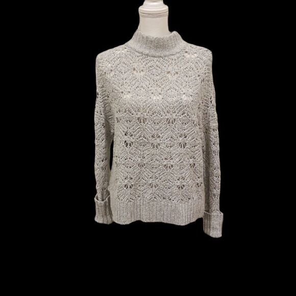 AEO American Eagle Sweater Light Gray Size Large Mock Collar - Picture 1 of 7